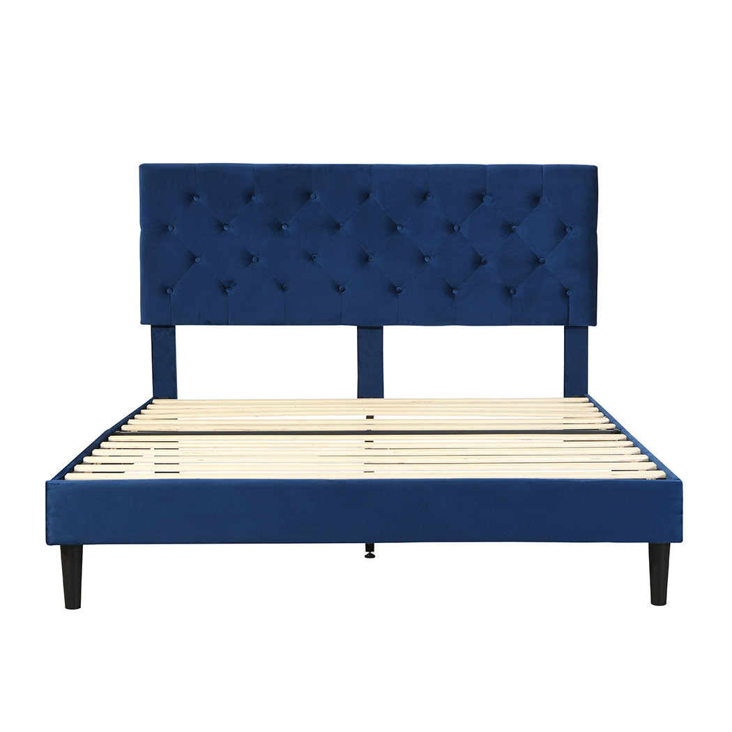 Levede Bed Frame Mattress Base Platform with Wooden Velvet Headboard - Levede