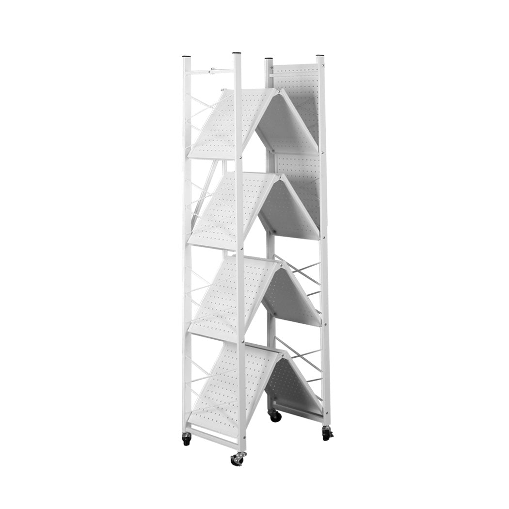 Levede Foldable Storage Shelf Display White 5 Tiers-1831592565028294657