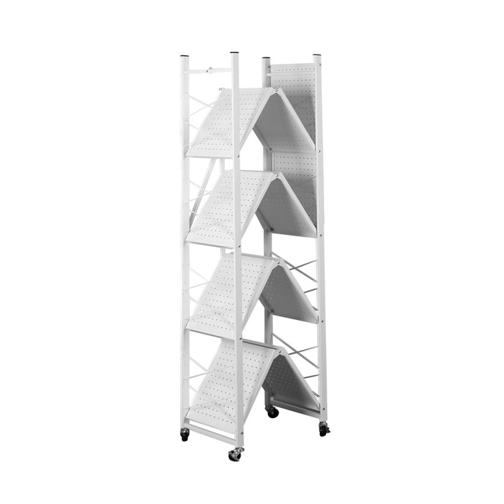 Levede Foldable Storage Shelf Display White 5 Tiers-1831592565028294657