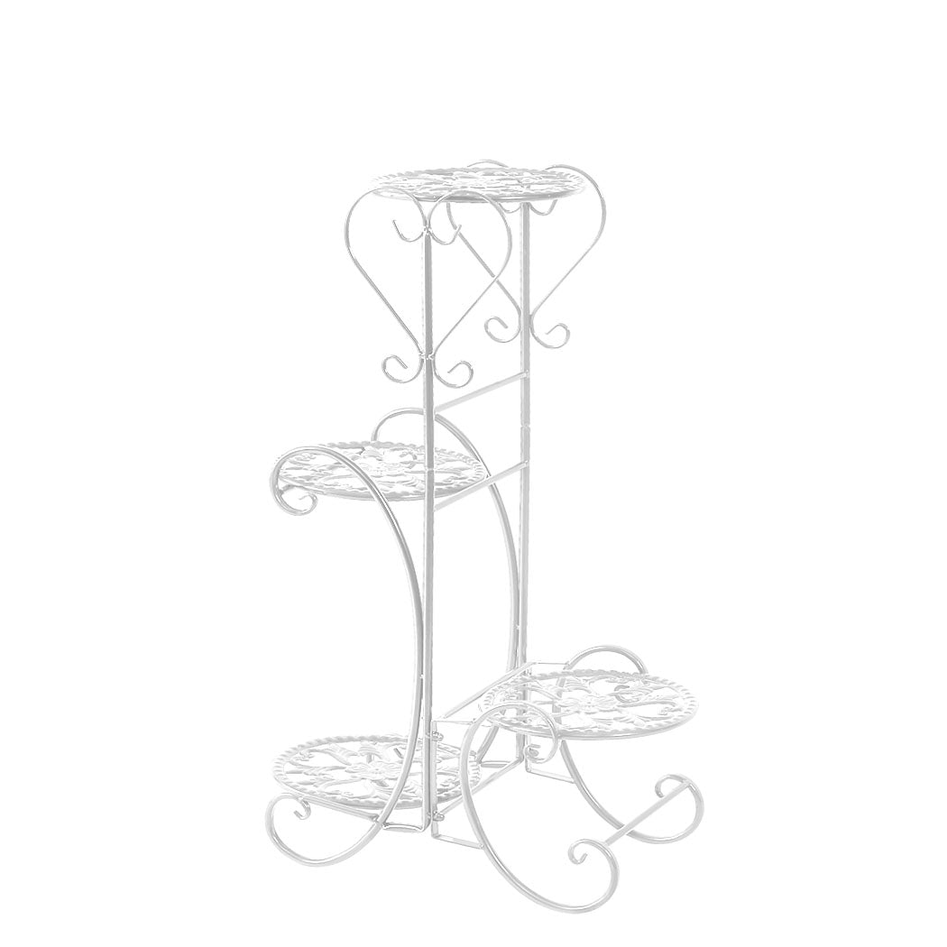 Levede Plant Stand Outdoor Indoor Metal White-1831592927403577345