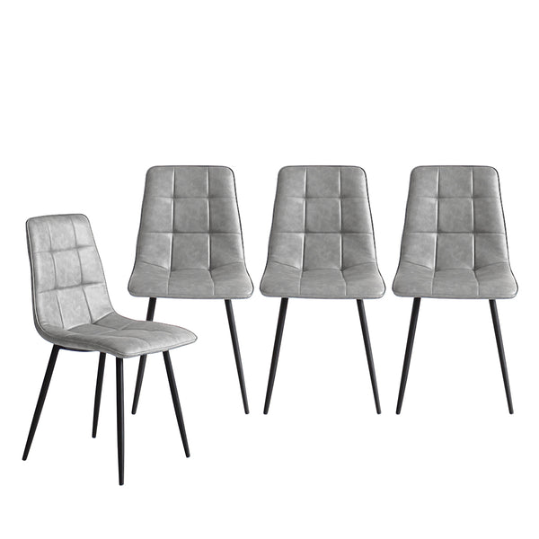Grey Leather Dining Chairs Set of 4.