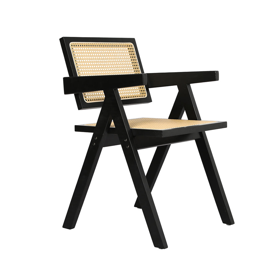 Levede 1x Black Wicker Armchair Dining Chair - Levede