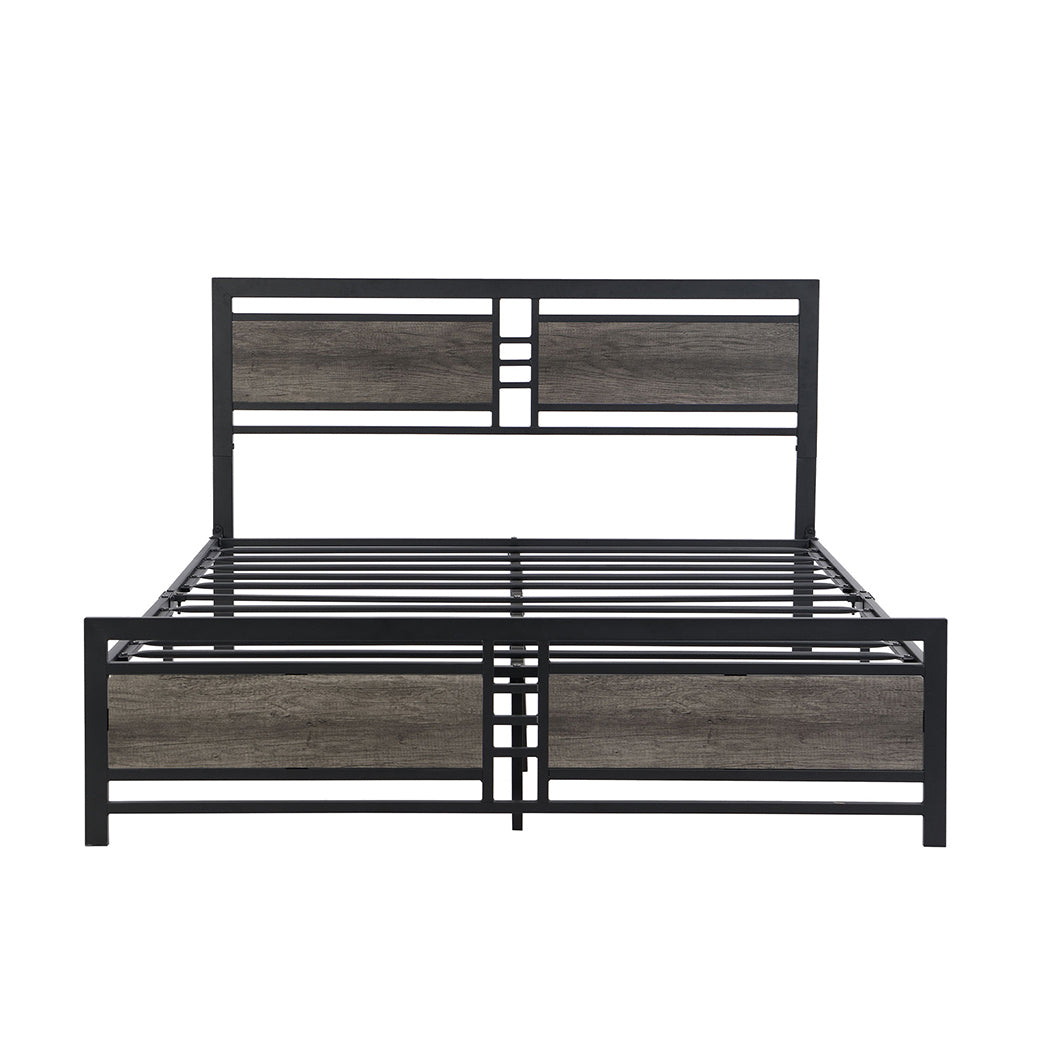 Levede Queen Bed Frame Metal Mattress Dark Grey - Levede