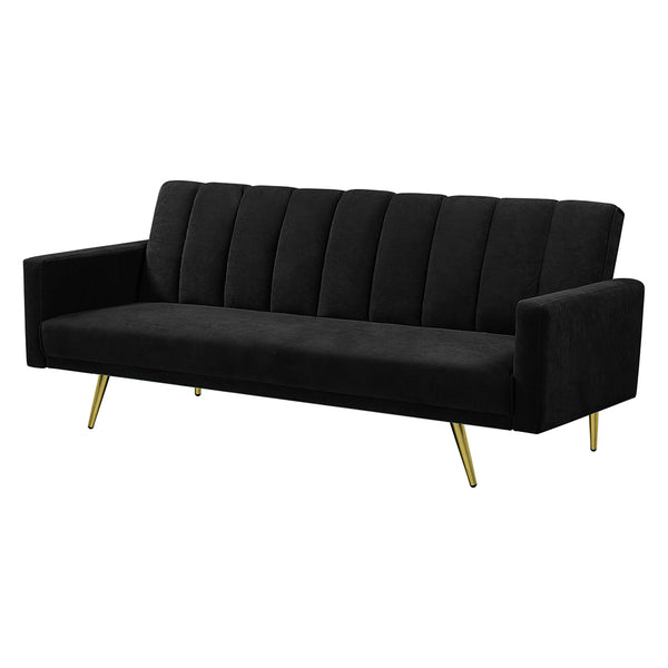 Levede Sofa Bed Convertible Velvet Lounge Recliner Couch Sleeper 3 Seater Black.