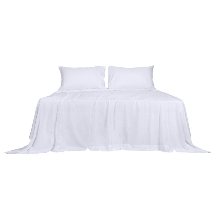 Dreamz 4pcs Double Size 100% Bamboo Bed Sheet Set in White Colour-1848848586327068673