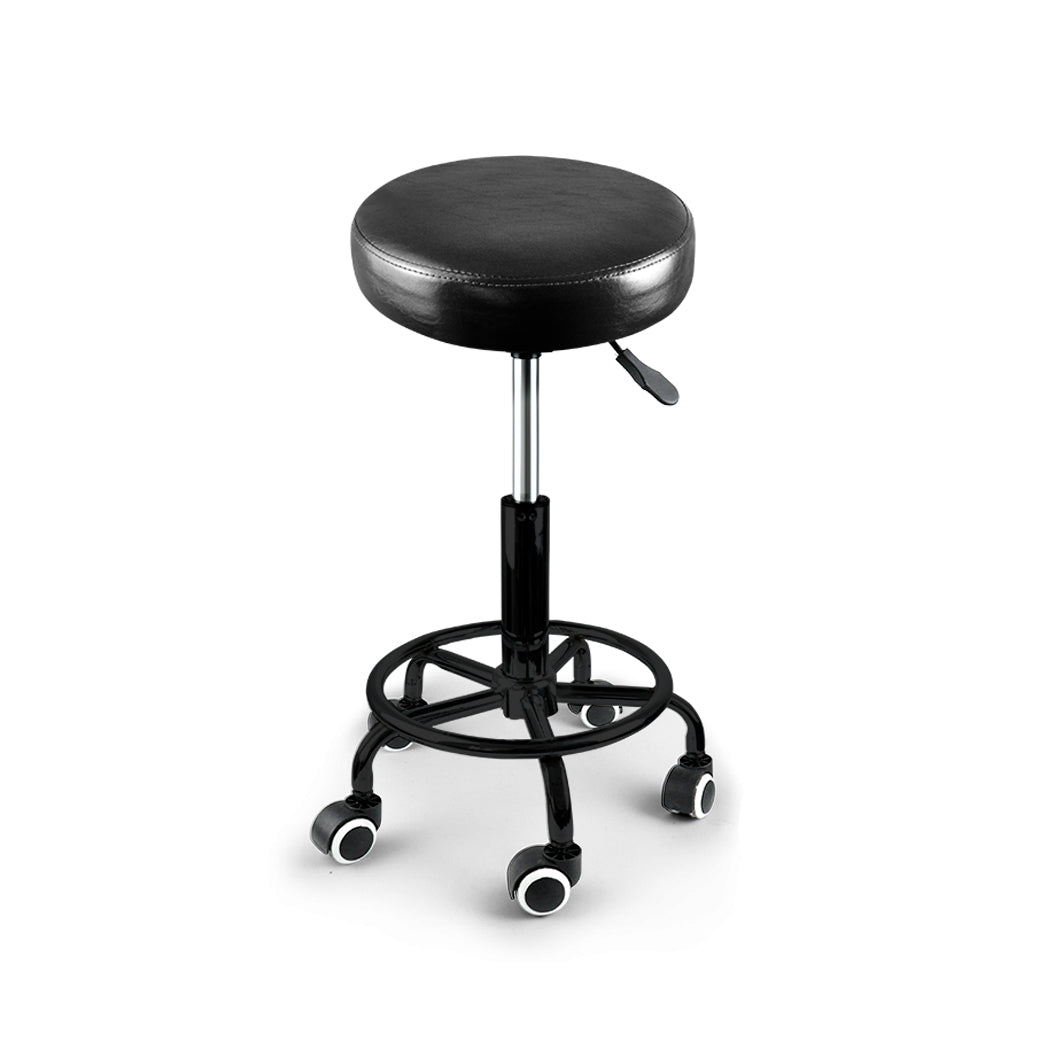 Levede Salon Stool Swivel Bar Stools Black with Black Stand-1843791305059209217