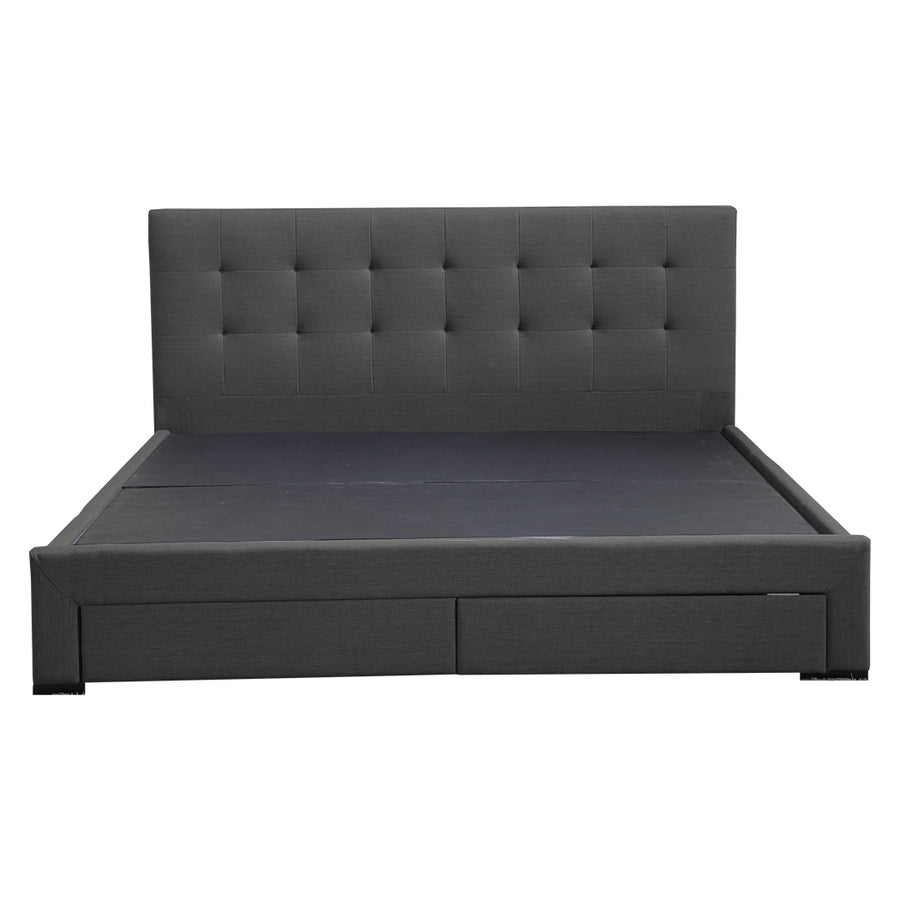 Levede Fabric Bed Frame Tufted with Storage in Dark Grey - Levede