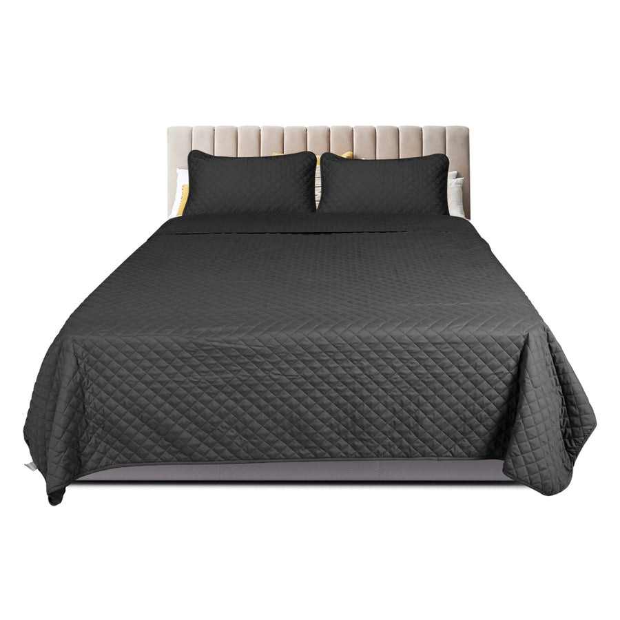 DreamZ Bedspread Coverlet Set Quilted Grey - Levede