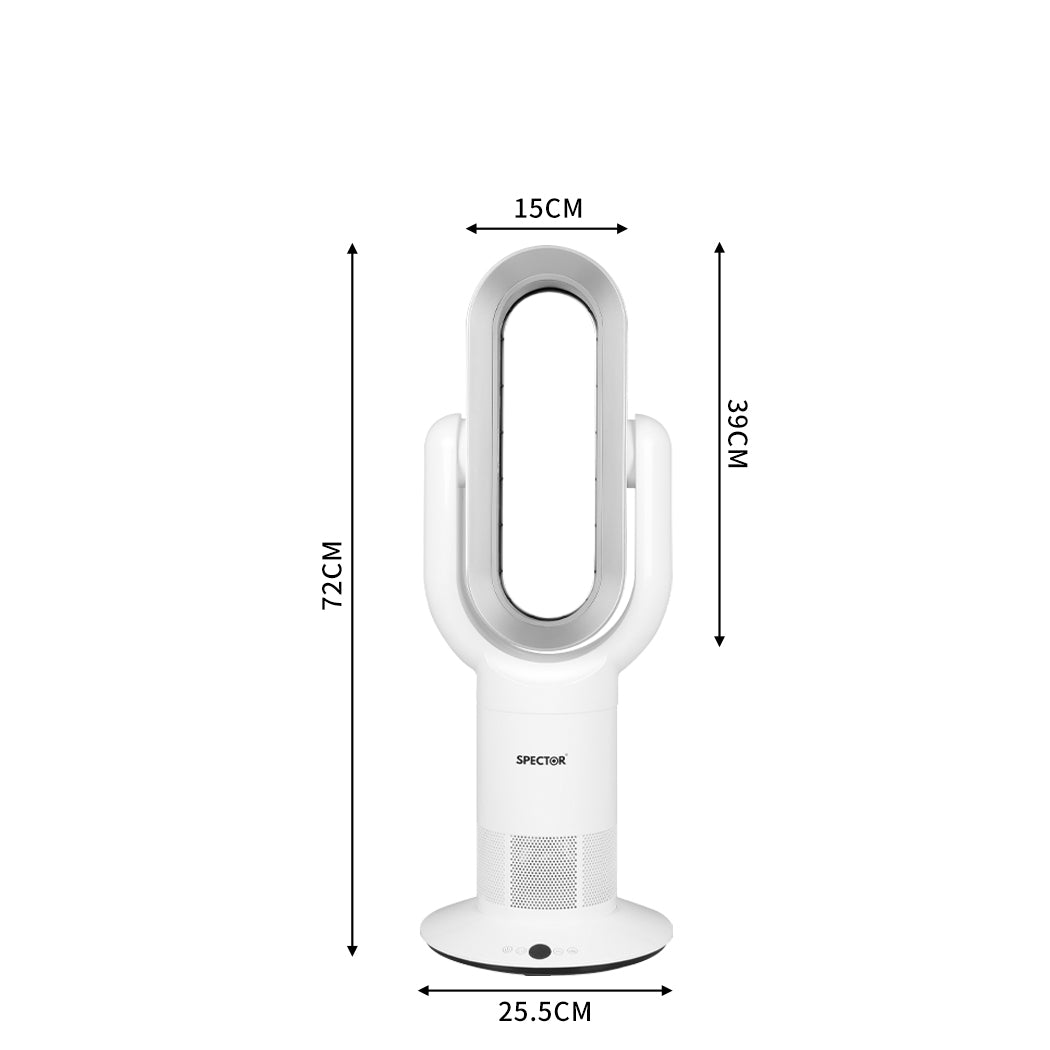 Spector Bladeless Electric Fan Cooler Heater Air Cool Sleep Timer All Season Use