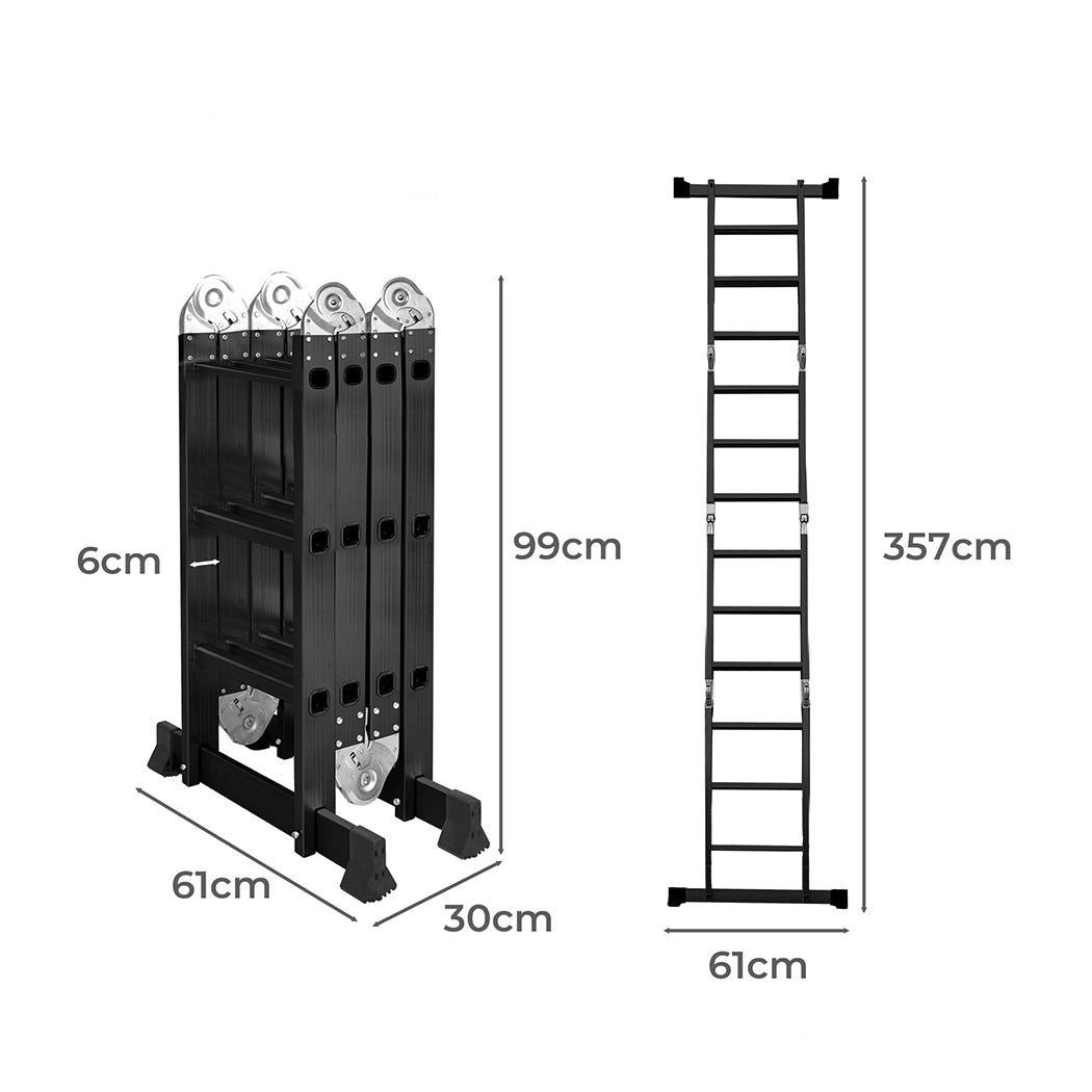 Traderight Multi Purpose Ladder Aluminium Folding Platform Extension Step