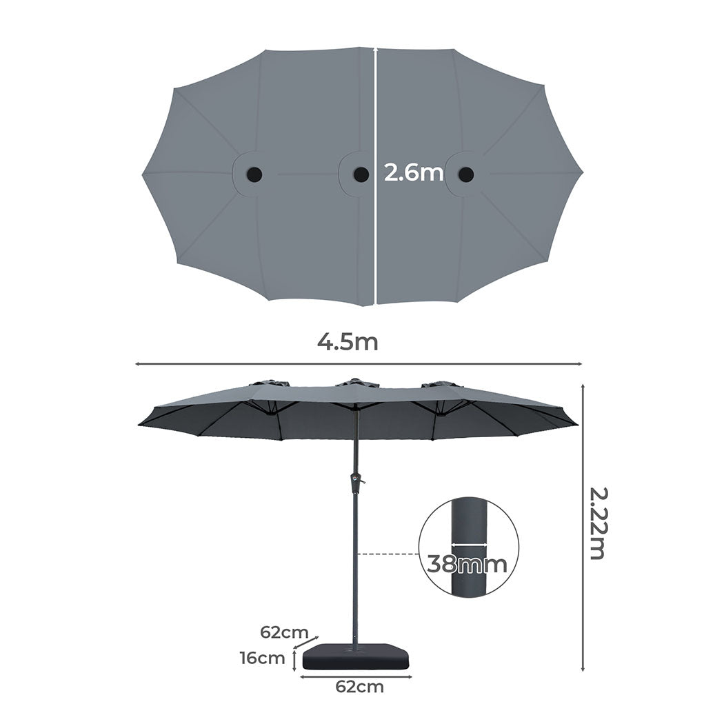 Patio Umbrella Twin Outdoor Garden Pool Sun Shade Stand Double-Sided