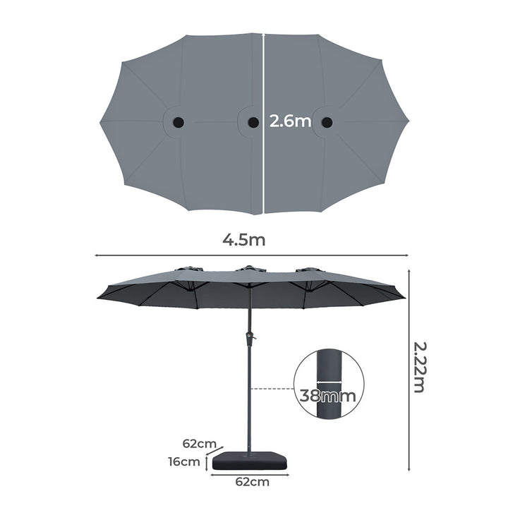 Patio Umbrella Twin Outdoor Garden Pool Sun Shade Stand Double-Sided
