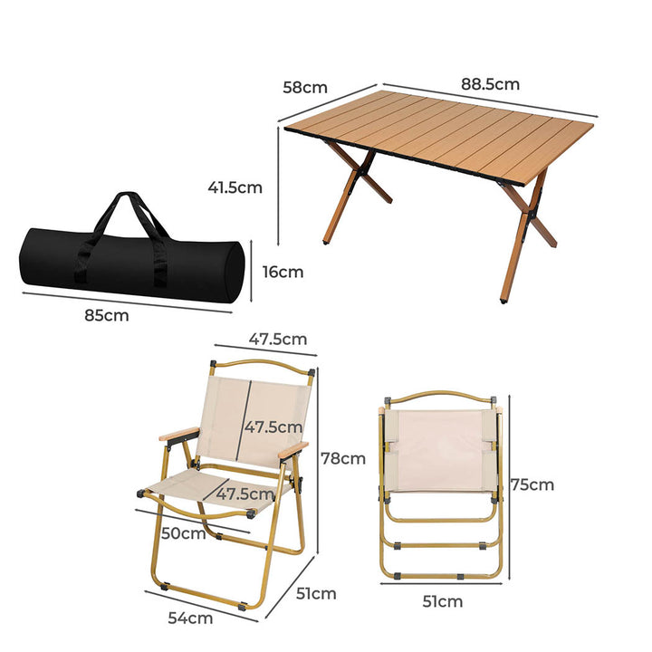 Folding Camping Table Chair Set Portable Picnic Outdoor Egg Roll BBQ Desk