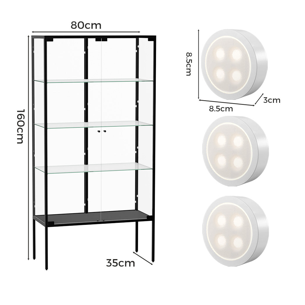 Tempered Glass LED Display Cabinet Steel Collections With RGB Light