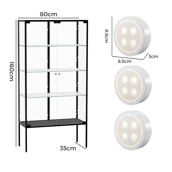 Tempered Glass LED Display Cabinet Steel Collections With RGB Light