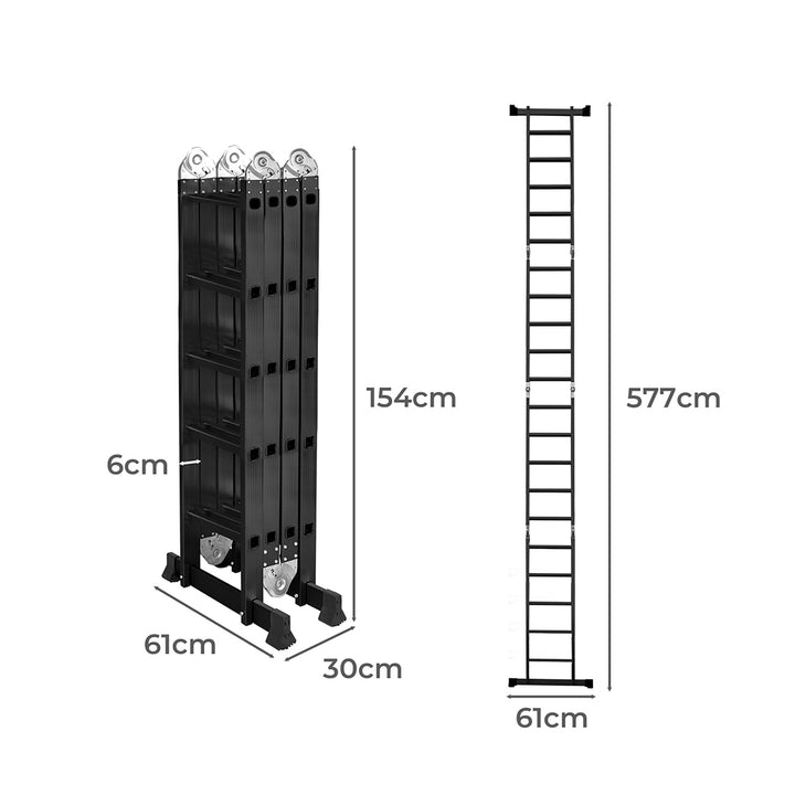 Traderight Multi Purpose Ladder Aluminium Folding Platform Extension Step