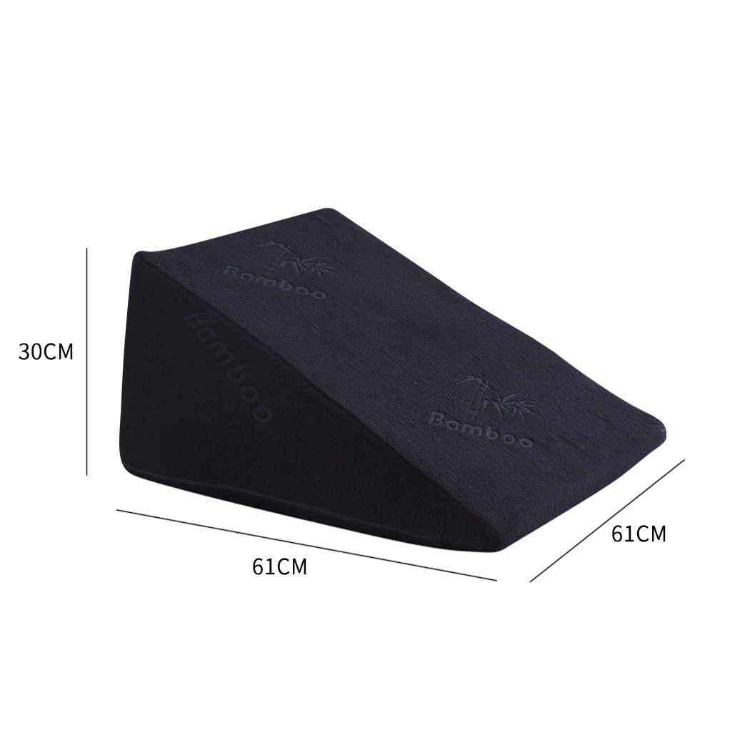 Cool Gel Memory Foam Bed Wedge Pillow with Cover Black - Levede