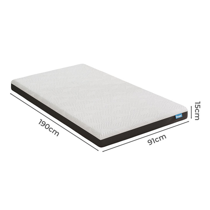 Dreamz Single Mattress Gel Memory Foam Cooling Breathable 15cm Medium Firm-1848859442351837186