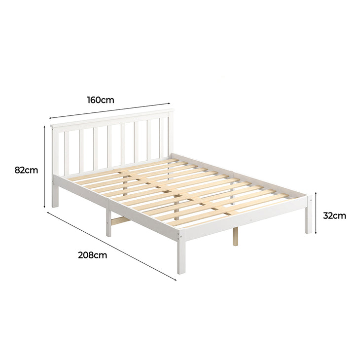Wooden Bed Frame Queen Full Size Mattress Base Timber White