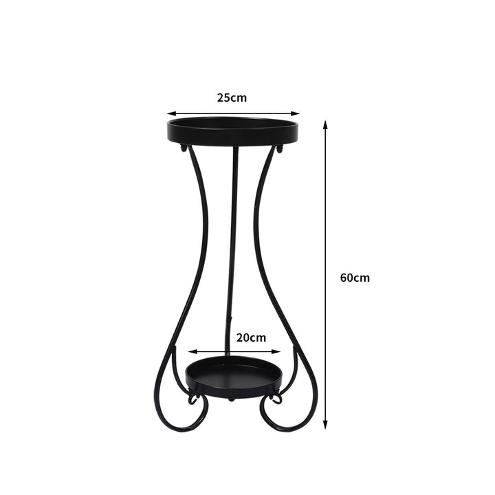 Plant Stand 2 Tiers Outdoor Indoor Metal Flower Pots Rack Garden Black