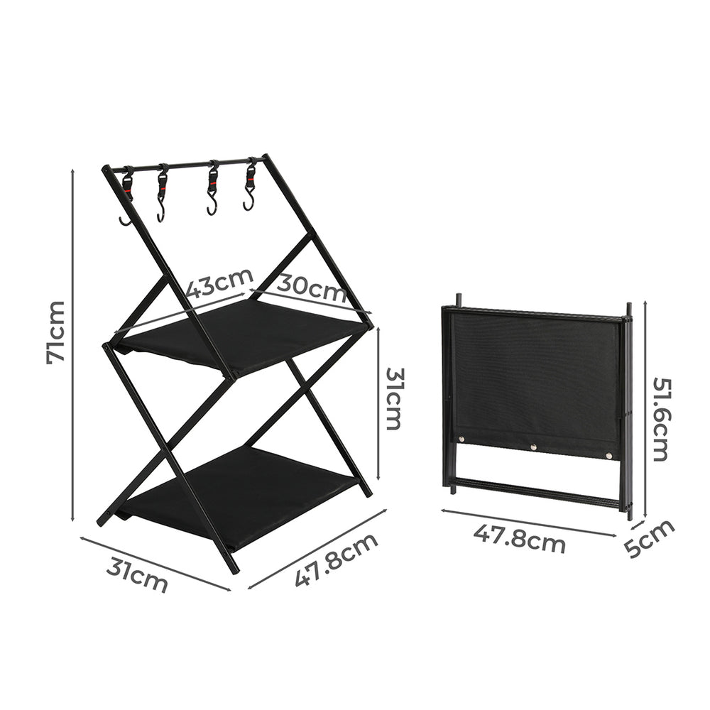 Levede Foldable Camping Storage Shelves with Hooks - Levede