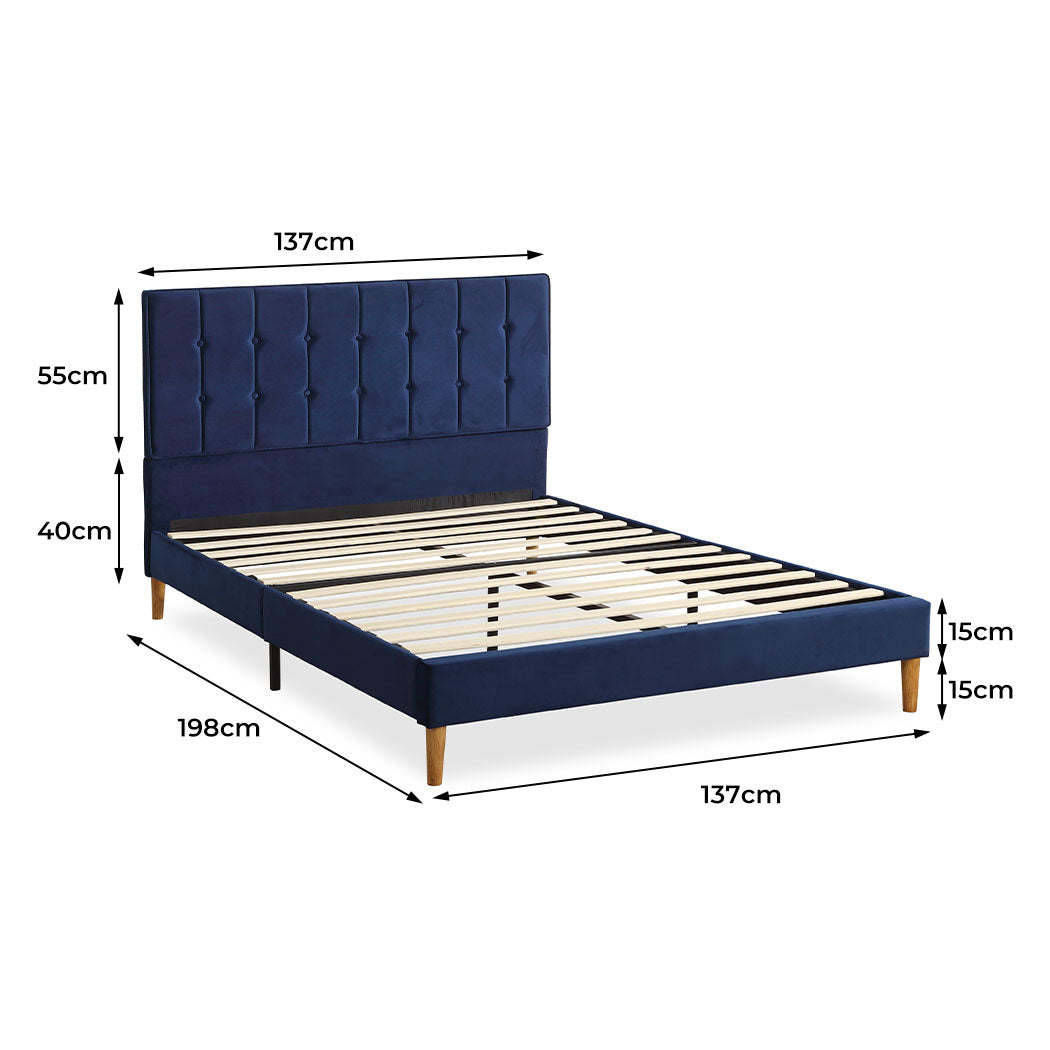 Levede Bed Frame Mattress Base Platform Wooden Velvet Headboard
