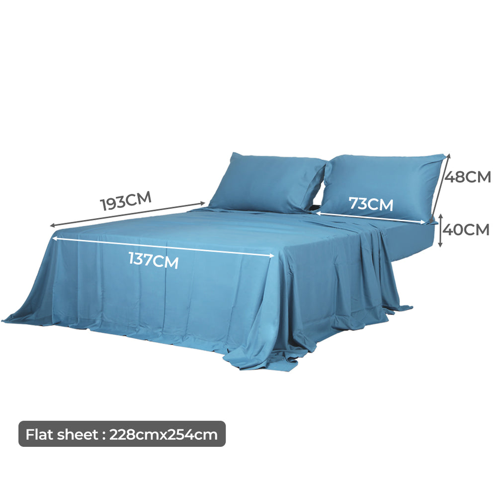 Dreamz 4pcs 100% Bamboo Bed Sheet Set in Blue Colour - Levede