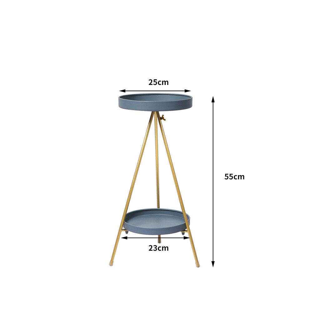 Levede Plant Stand 2 Tiers Outdoor Indoor Grey Gold Medium-1831592914975854594