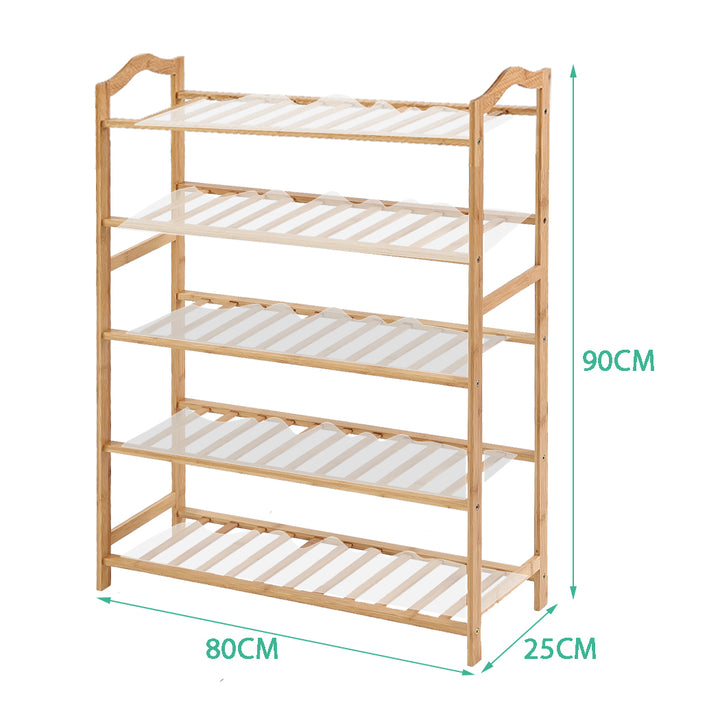 Bamboo Shoe Rack Storage - 5 Tiers Wooden Organizer