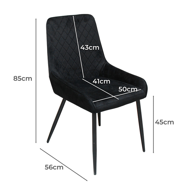 4x Dining Chairs Kitchen Chair Lounge Padded Room Seat Soft Velvet Black