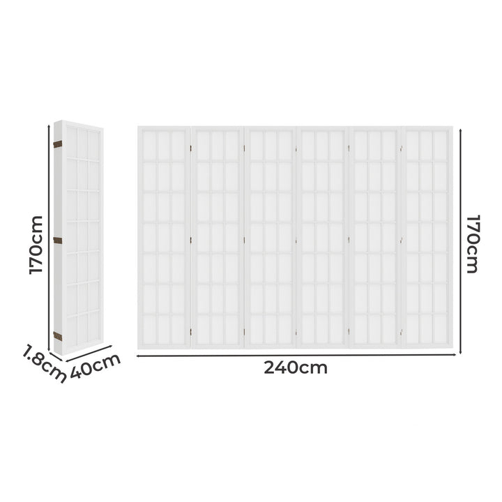 6 Panel Room Divider Folding Partition Freestanding Screen Wooden