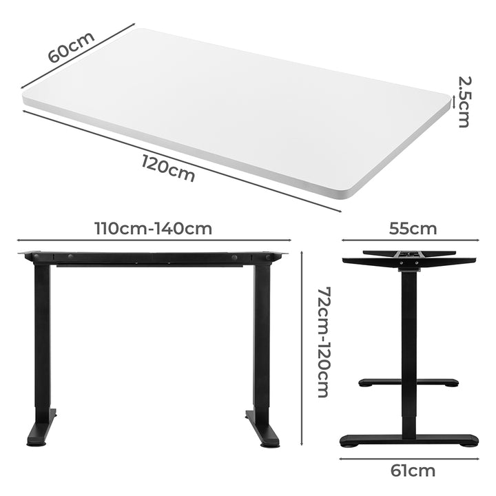 Levede Motorised Standing Desk Adjustable 120cm White 800x 1.5MM-1831592477606416386