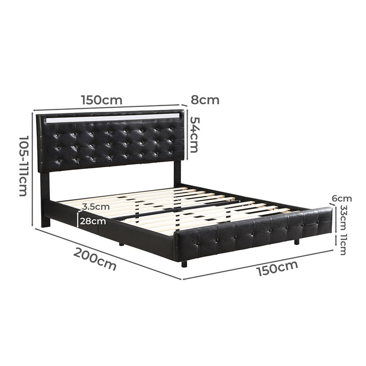 Levede Floating Bed Frame with Headboard and LED Lights Mattress Base - Levede