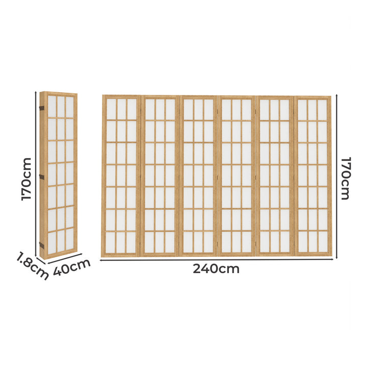 6 Panel Room Divider Folding Partition Freestanding Screen Wooden