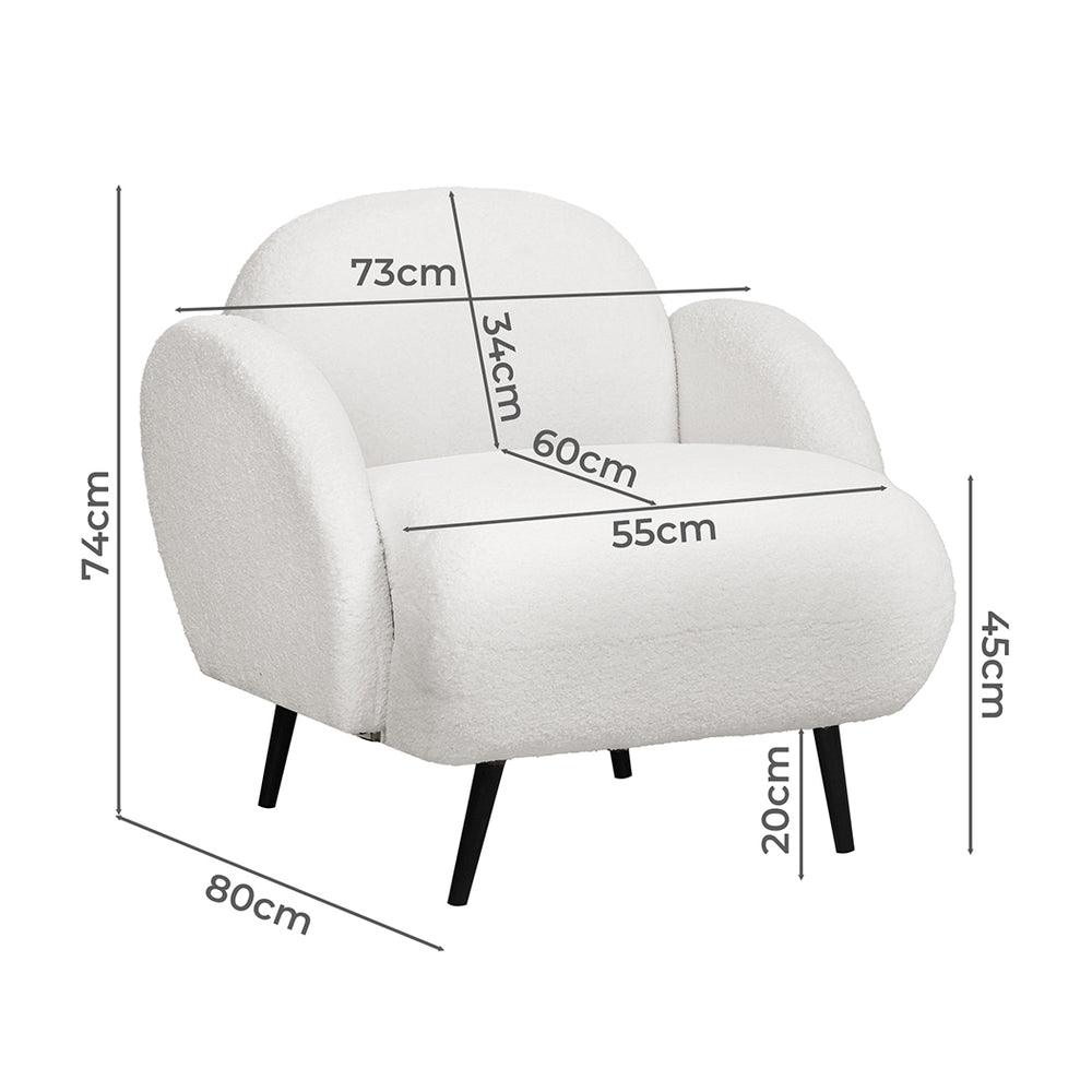 Levede Sofa Chair Fleece Upholstered Single White - Levede