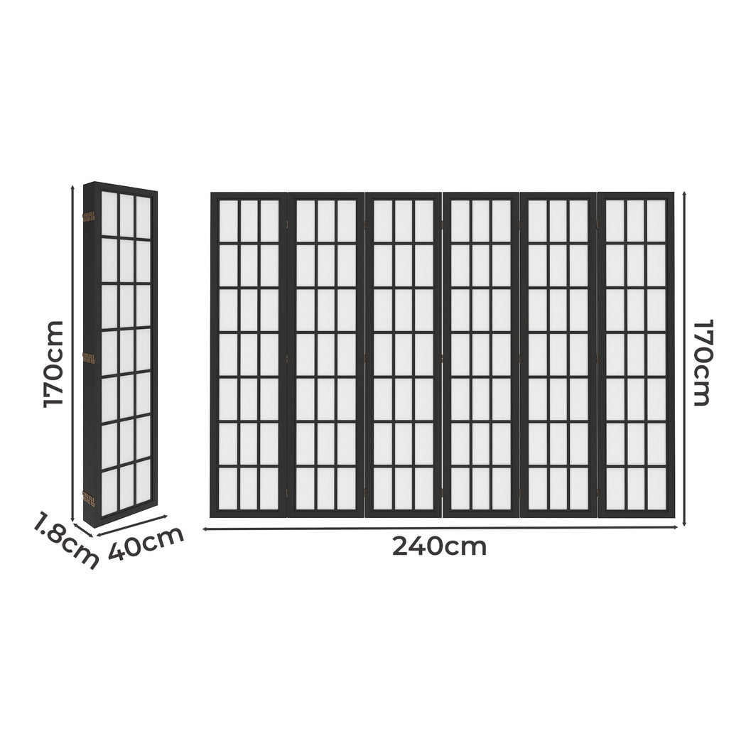 6 Panel Room Divider Folding Partition Freestanding Screen Wooden