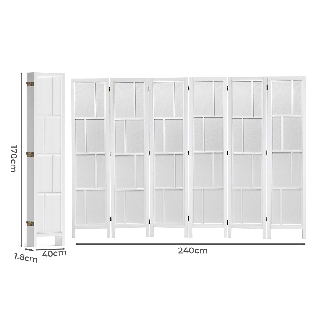 6 Panel Room Divider Folding Partition Freestanding Screen Wooden