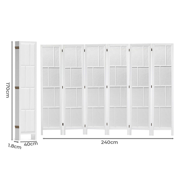 6 Panel Room Divider Folding Partition Freestanding Screen Wooden