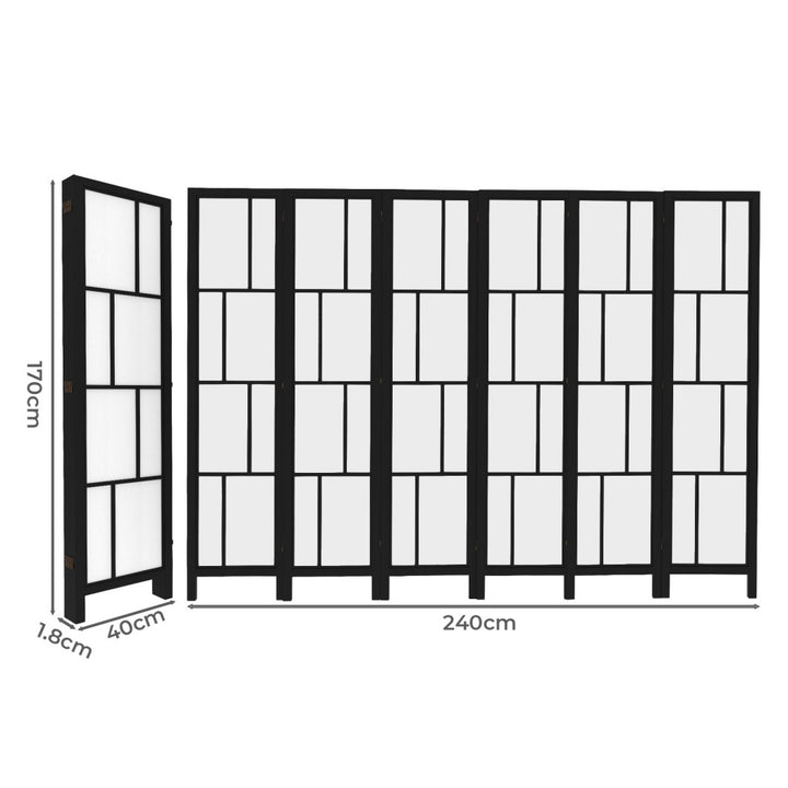 6 Panel Room Divider Folding Partition Freestanding Screen Wooden