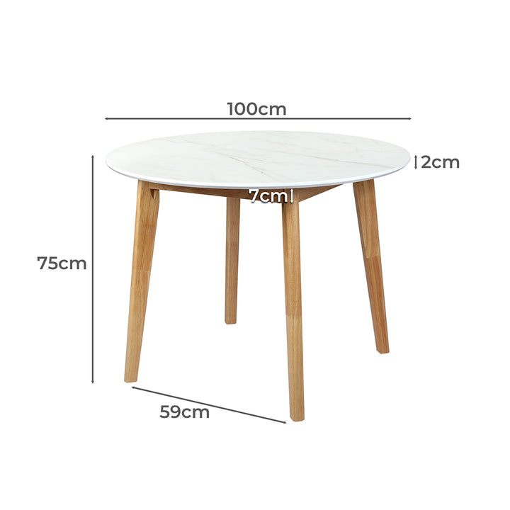 Levede Dining Table Round Rubberwood Base 100cm and 120cm - Levede