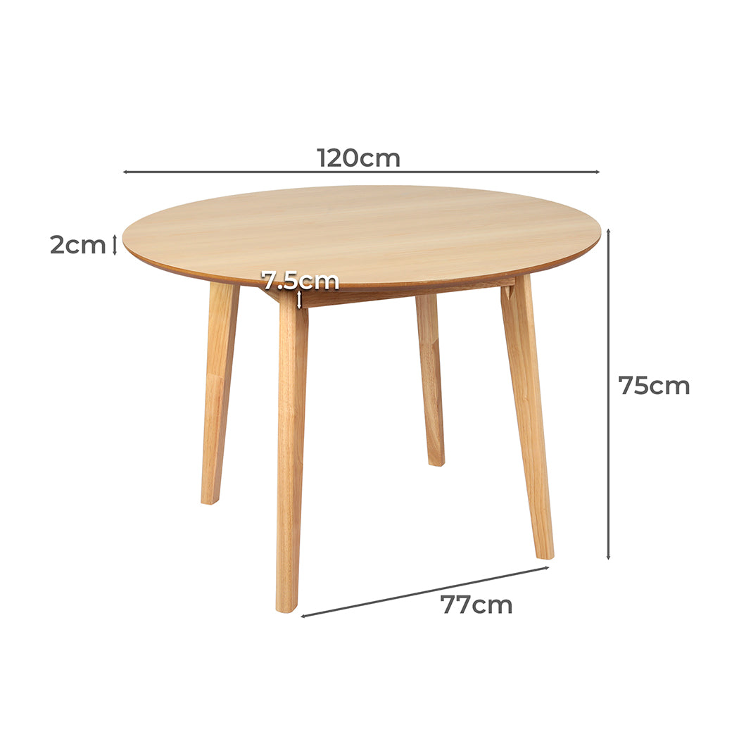 Levede Dining Table Round Rubberwood Base 100cm and 120cm - Levede