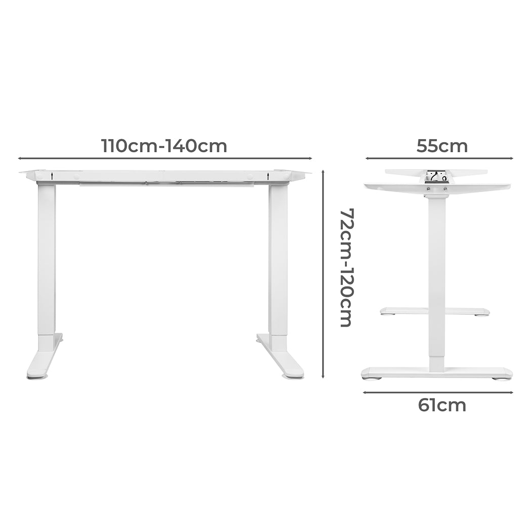 Levede Motorised Standing Desk Frame White Dual Motor-1831592489010728962