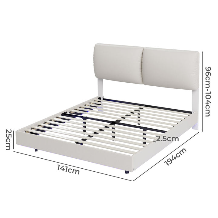 Floating Bed Frame With RGB LED Light Headboard Base Platform Double