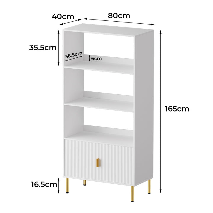 Levede Display Shelf 3 Tier Open Bookshelf 165cm Storage Cabinet Bookcase Wooden