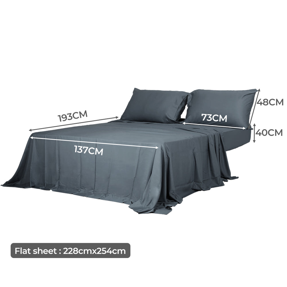 Dreamz 4pcs Double Size 100% Bamboo Bed Sheet Set in Charcoal Colour-1843791435489480706