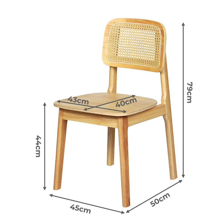 Rattan Dining Chairs Wooden Accent Chair Kitchen Lounge Cafe Armless