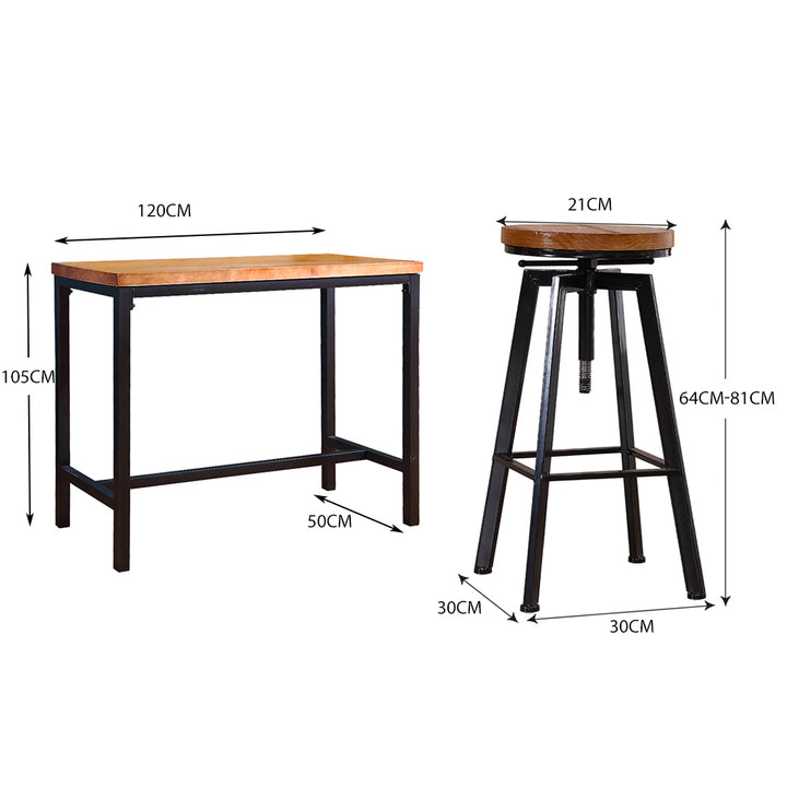 Levede Industrial Bar Table and Barstools Set - Levede