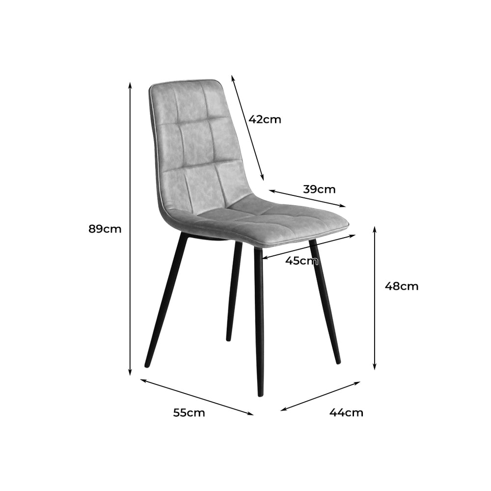 Levede 4x Dining Chairs Kitchen Chair Grey Faux Leather - Levede