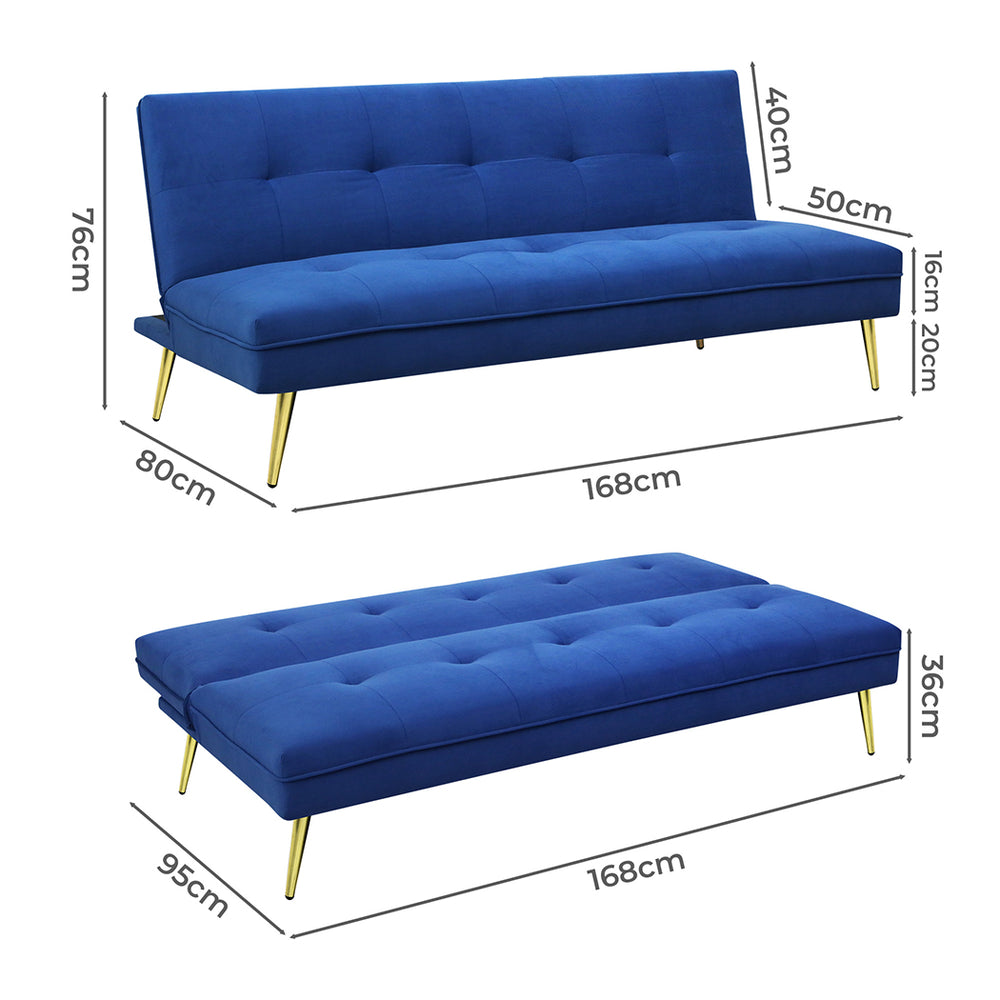 Levede Sofa Bed Convertible Velvet 3 Seater - Levede