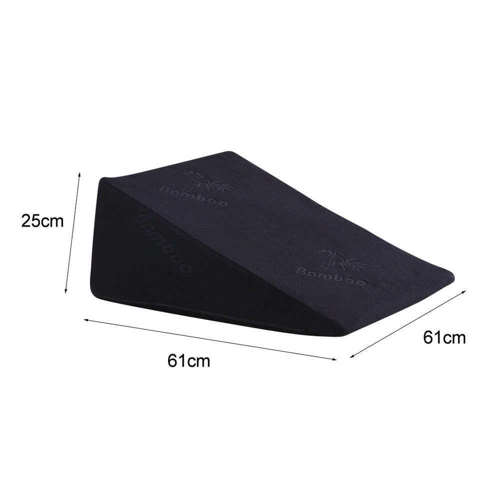 Cool Gel Memory Foam Bed Wedge Pillow with Cover Black - Levede